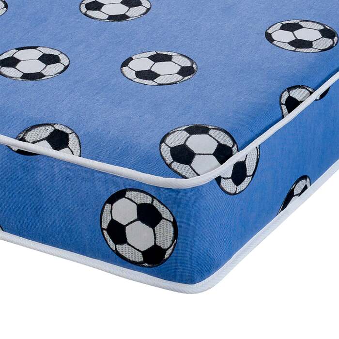 Starlight Beds™ | Children's 6" All Foam Blue Football Mattress - 2ft6 by 5ft9 Shorty Mattress (75cm by 175cm)