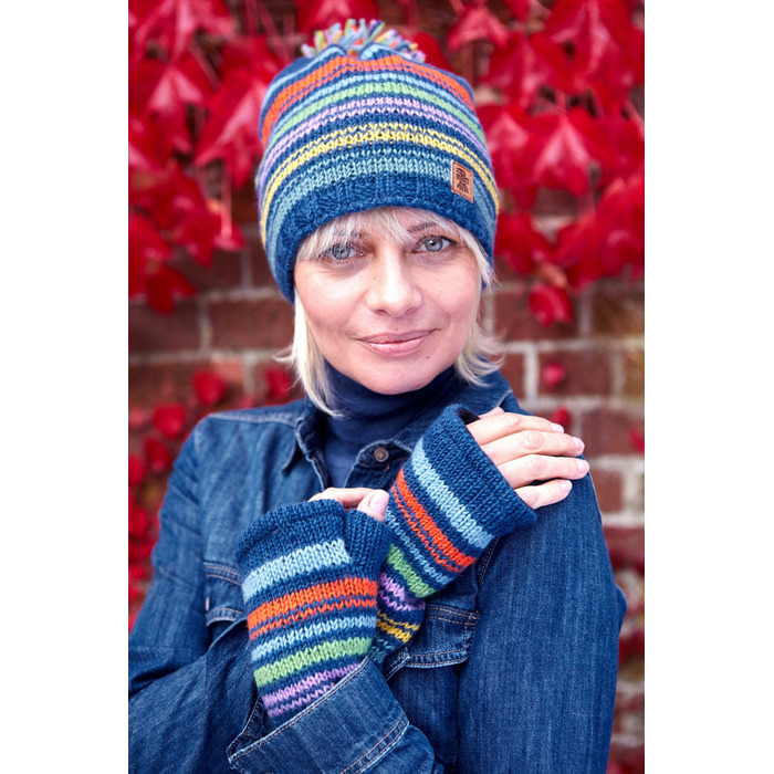 Pachamama Hexham Bobble Beanie Denim
