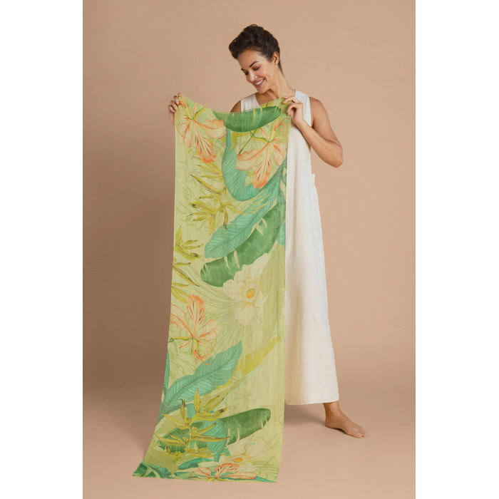 Powder Delicate Tropics Sage Linen Scarf
