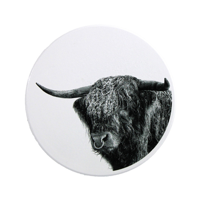 Nick Field Black & White Angus The Highland Bull Coaster
