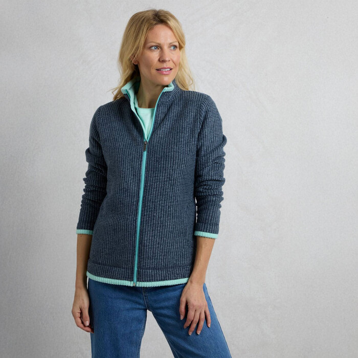 Weird Fish Women's Ariana Eco Full Zip Grid Fleece Rich Navy 10