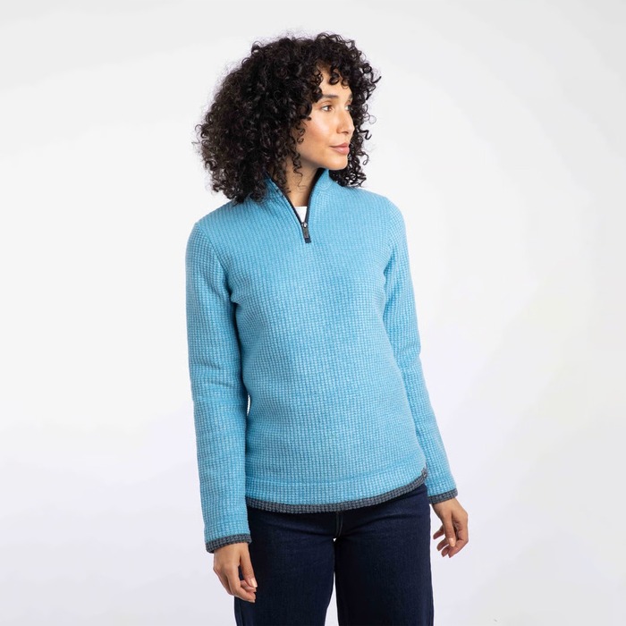 Weird Fish Women's Beye Eco 1/4 Zip Grid Fleece Sky Blue 12