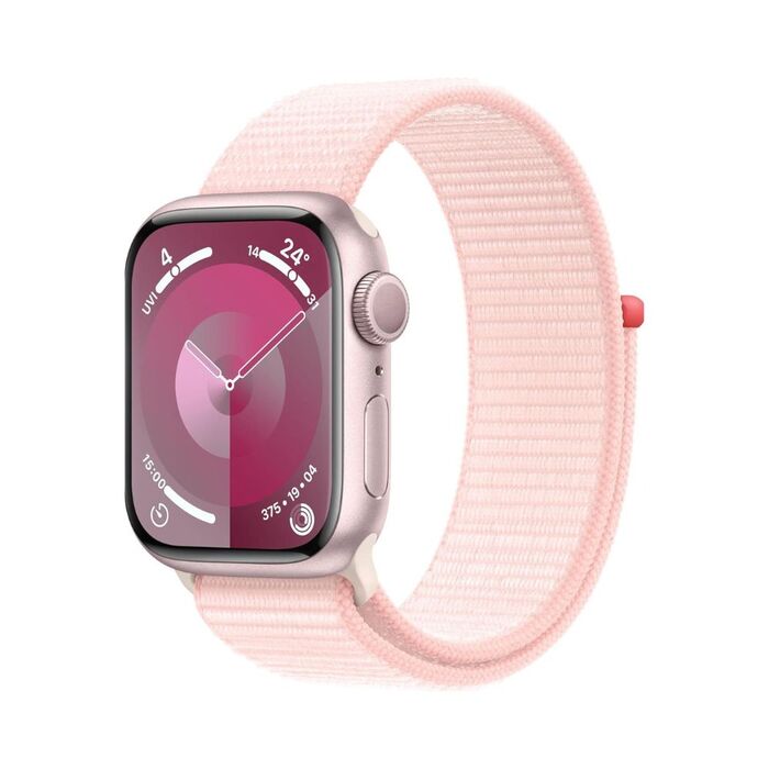 Apple Watch Series 9 GPS, 41mm Pink Aluminium Case Light Pink Sport Loop - MR953QA/A