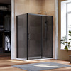 ELEGANT 1100x800mm Black Sliding Shower Door with side panel 8mm Easy Clean Nano Glass Shower Enclosure