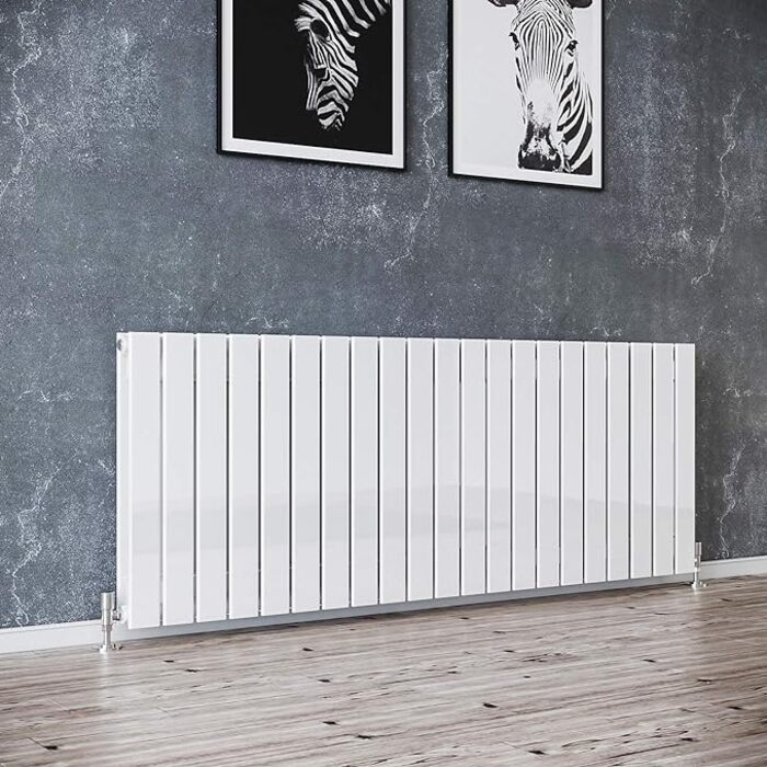 ELEGANT 600 x 1596mm White Double Flat Panel Horizontal Designer Column Radiators