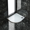 ELEGANT 900X800mm Ultra - Slim Left Hand Offset Quadrant Shower Tray + 90mm Waste
