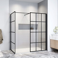 ELEGANT 1700X700x1850mm Walk in Wet Room Shower Enclosure Shower Screen Panel Matt black