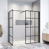 ELEGANT 1500X900x1850mm Walk in Wet Room Shower Enclosure Shower Screen Panel Matt black
