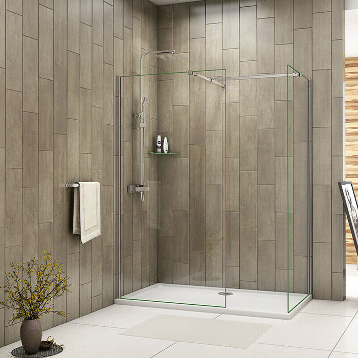 ELEGANT 1400x800mm 6mm Walk-In Shower Enclosure (Inc. Shower Panels( 1850mm Height), Shower Tray+Waste)