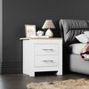 ELEGANT Bedside Cabinet Night Stand Storage Shelf with 2 Bin Drawers White Oak
