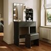 ELEGANT Black Dressing Table with Hollywood LED Lights Mirror,Stool included