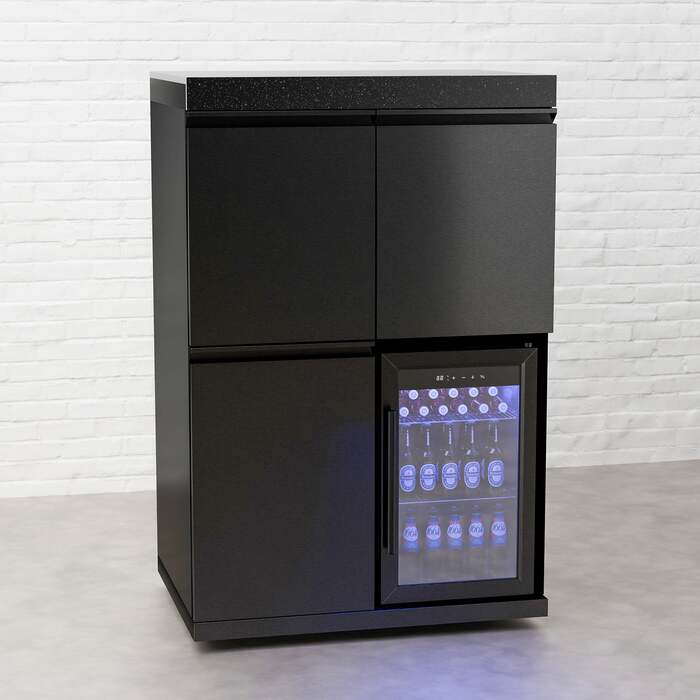 Draco Grills Outdoor Kitchen Black Stainless Steel Mid Height Single Fridge Cabinet