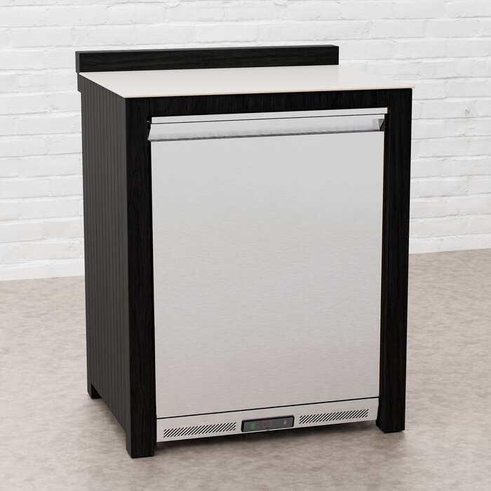 Draco Grills Teak Carbon Line Solid Stainless Steel Single Fridge Cabinet with Ceramic Top