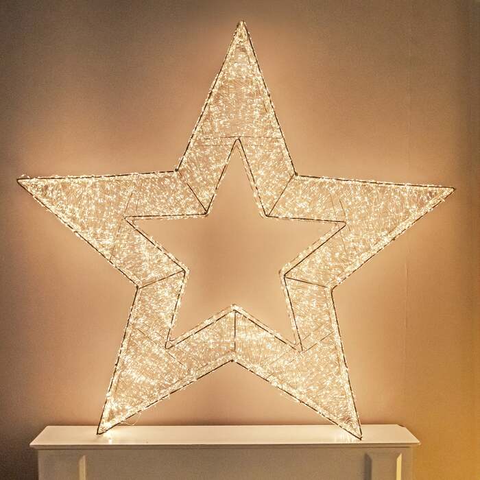 Pre-Lit Christmas Gold Light-Up Star 114cm with 15,000 Warm White LED Micro-lights