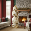 5ft Gold and White Christmas Bauble Stack with Warm White LED Lights