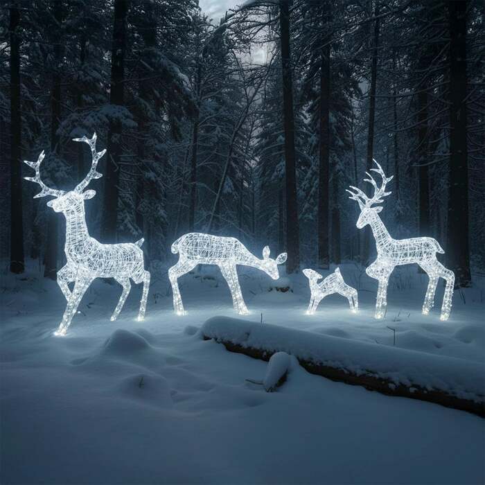 Outdoor Light Up Acrylic Christmas Reindeer Large Family Set