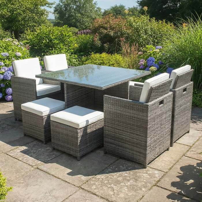 Bracken Outdoors Florida 4 - 8 Seater Grey Rattan Garden Cube Set, End of February 2026