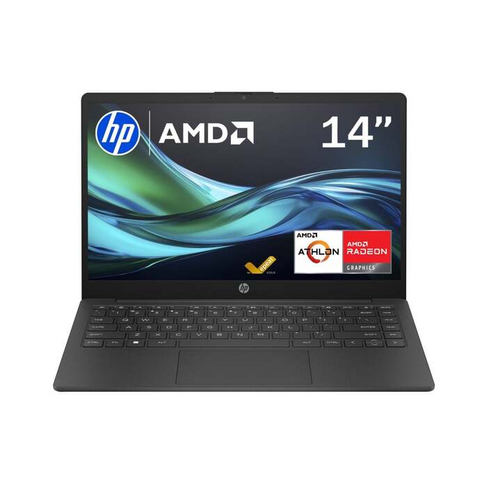 HP 14 Laptop - AMD Athlon 7120U, 4GB RAM, 128GB SSD, Black