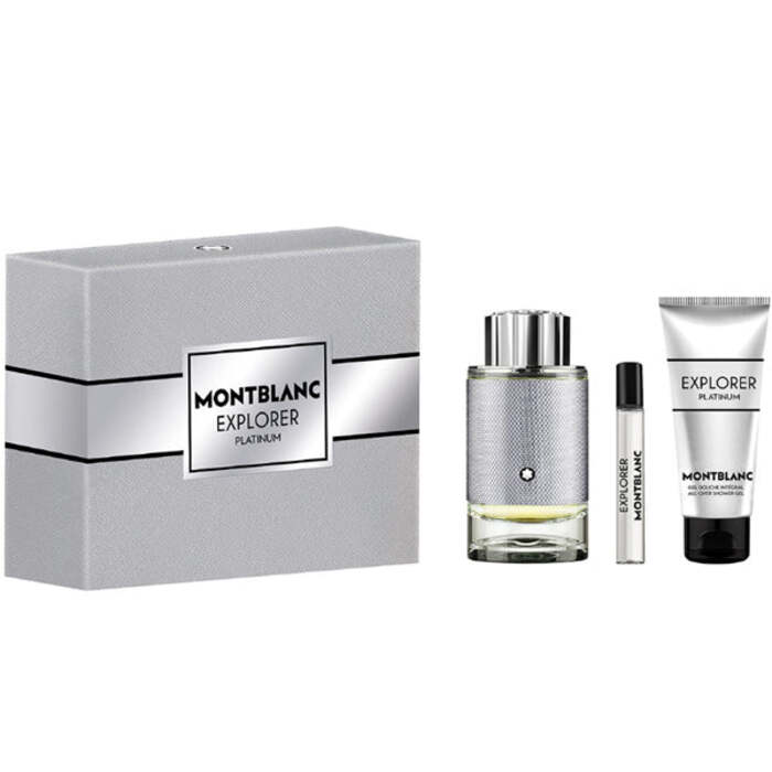 Mont Blanc Explorer Platinum Gift Set 100ml EDP + 100ml Shower Gel + 7. 5ml EDP