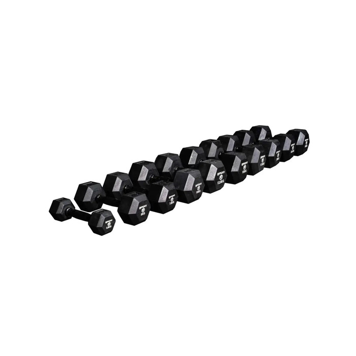 Gym Gear Rubber Hex Dumbbells (Black Handles)