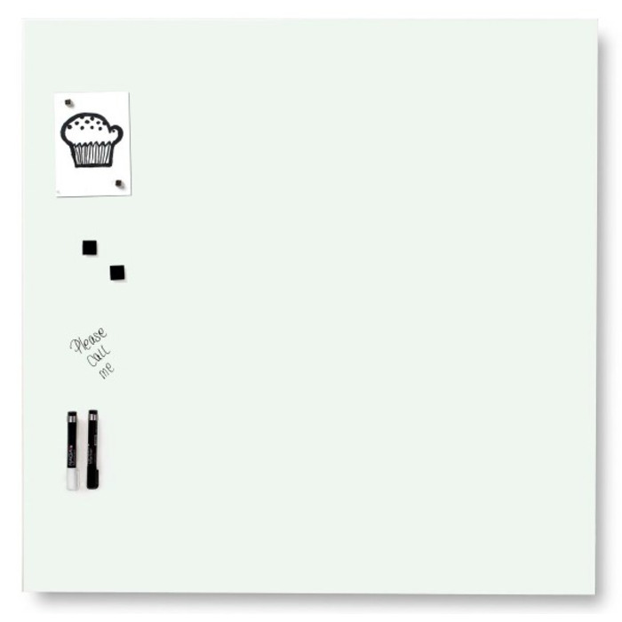 NAGA Magnetic Glass Noticeboard WHITE 100 x 100cm