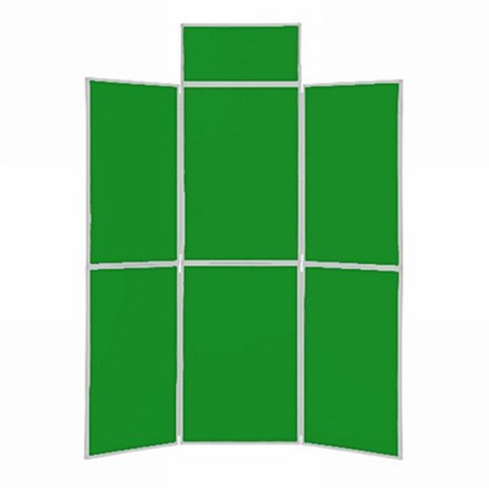 6 Panel Folding Display Stand Grey Frame/Green Fabric