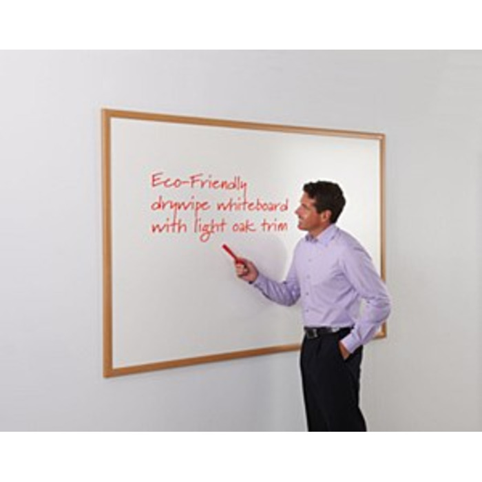 WriteOn Eco-Friendly Whiteboard 1500 x 1200mm Light Oak effect frame