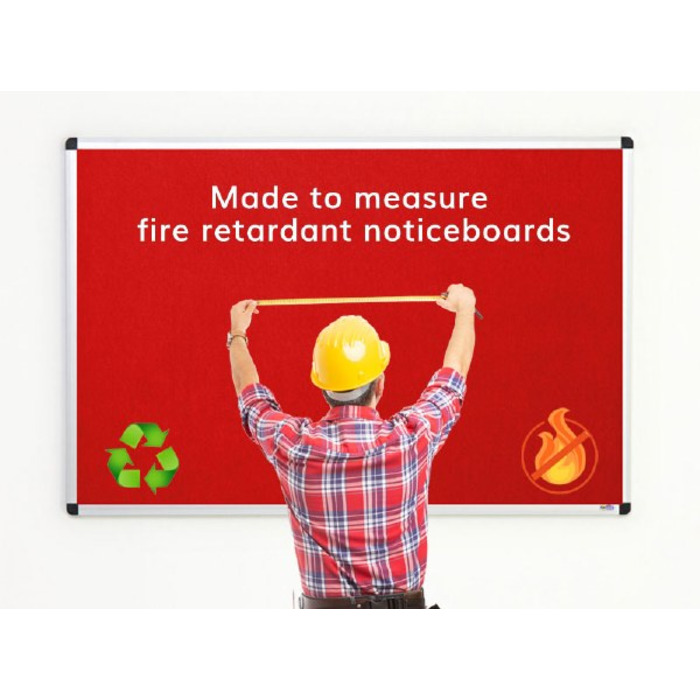 Made to Measure Felt Noticeboard Up to 1200x900mm Red Fabric Aluminium Frame