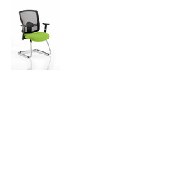 Portland Cantilever Visitor Chair Myrrh Green fabric seat
