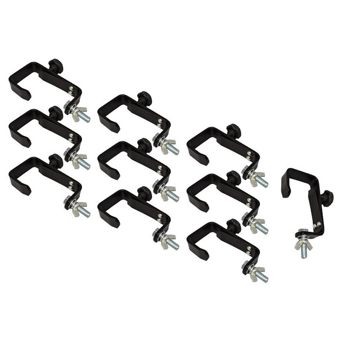 Pack 10 Lighting G Clamp Black Suitable For 50mm Bars, Supplied with Wing Nut