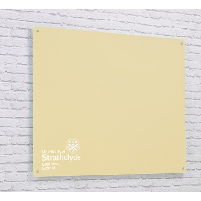 Magnetic Glass Board with your Logo 1200 x 900mm Cream