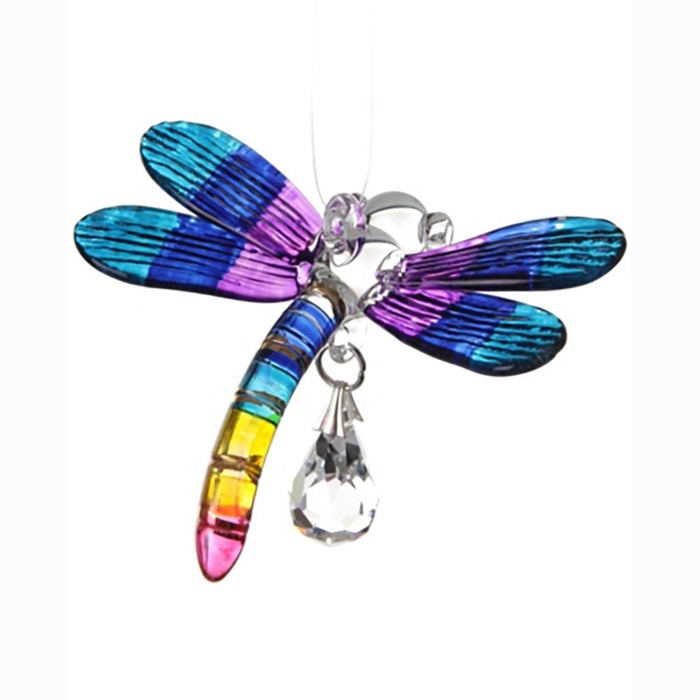 Wild Things Fantasy Glass Dragonfly Suncatcher Tropical