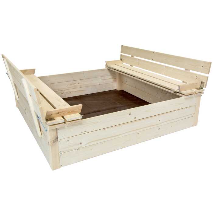 Square FSC® Mixed Wood Sand Pit with Bench
