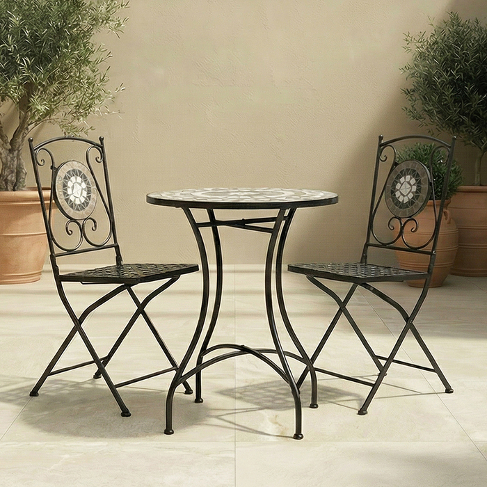 Black and Grey Mosaic Bistro Set