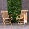 Pair of Folding Teak Garden Arm Chairs