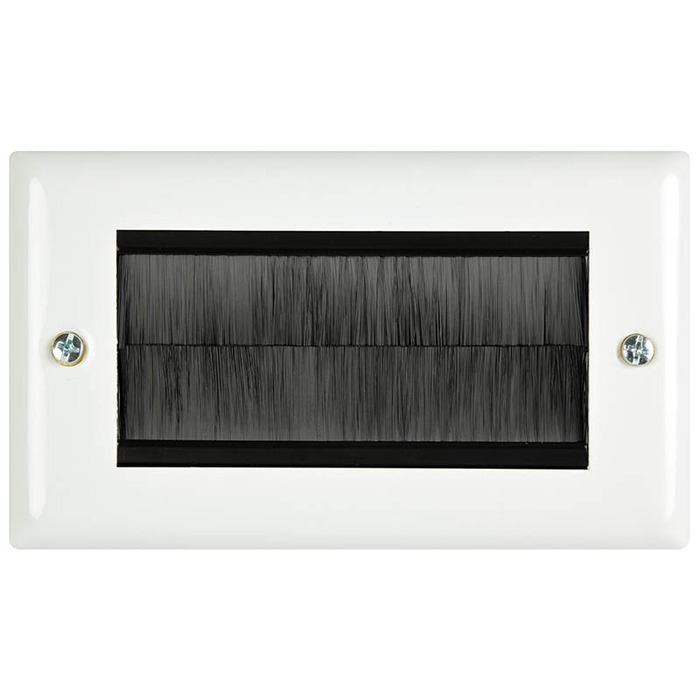 Double Steel Brush Wall Plates for Cable Entry 2 Gang Size
