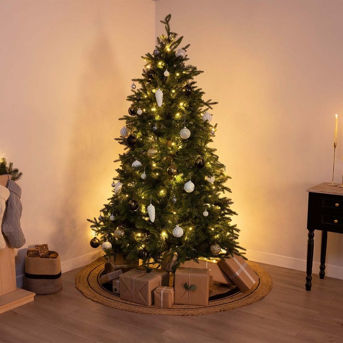 Luxury 7ft Pre-Lit Faux Hinged Christmas Tree