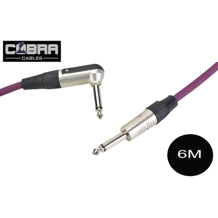 Guitar Lead Right Angle Jack to Straight Jack 6m Purple