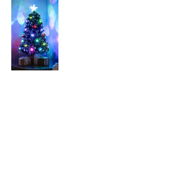Black Fibre Optic Christmas Tree 2ft to 7ft with Multicoloured LED Lights and Star, 3ft