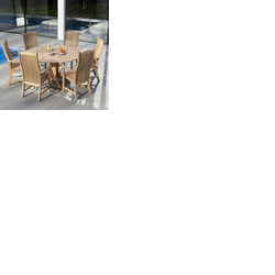 Alexander Rose Roble Bengal Pedestal 6 Seater Round Garden Furniture Set