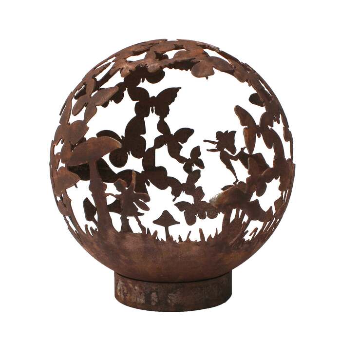 Garden Fire Ball 50cm Fairy Design with Rust Finish