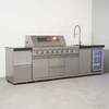 Draco Grills 6 Burner BBQ Modular Outdoor Kitchen with Double Drawers, Single Fridge and Sink Unit, Mid March 2026