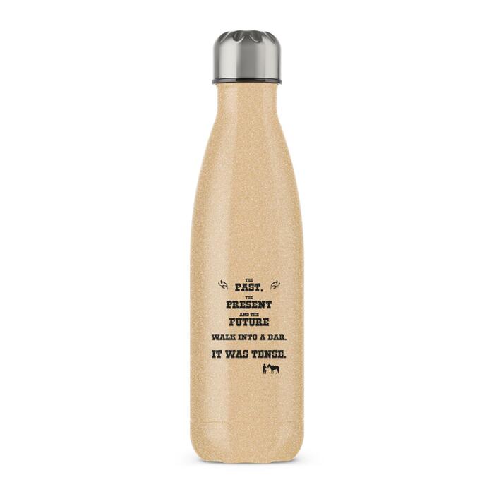 The Past, The Present & The Future Water Bottle - Gold Glitter, One