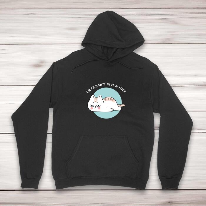 Cats Don't Give A Fuck Hoodie - Black, Small