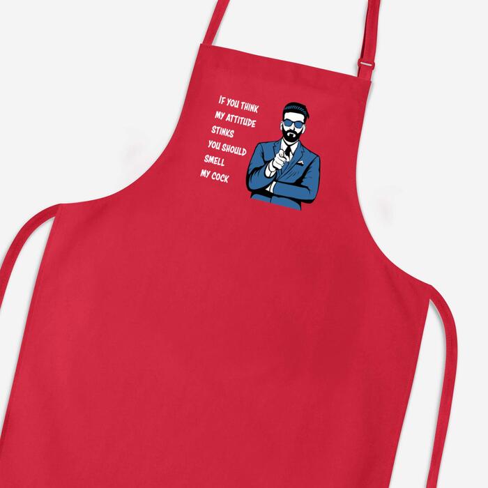 Attitude Stinks Smell My Cock Apron - Red, One