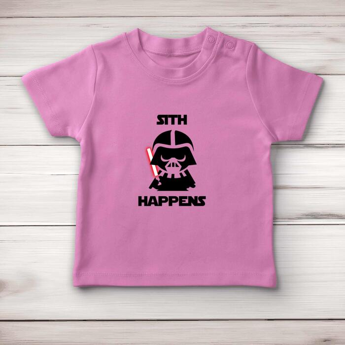 Sith Happens Baby T-Shirt - Pink, 0-3 Months