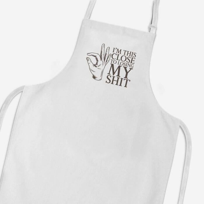 Losing My Shit Apron - White, One