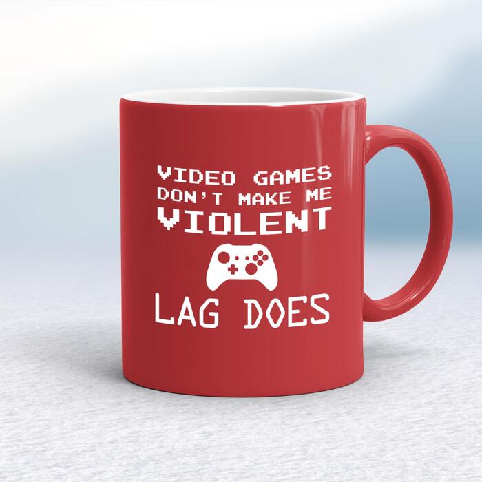 Video Games Don't Make Me Violent Mug - Red/White, 10oz