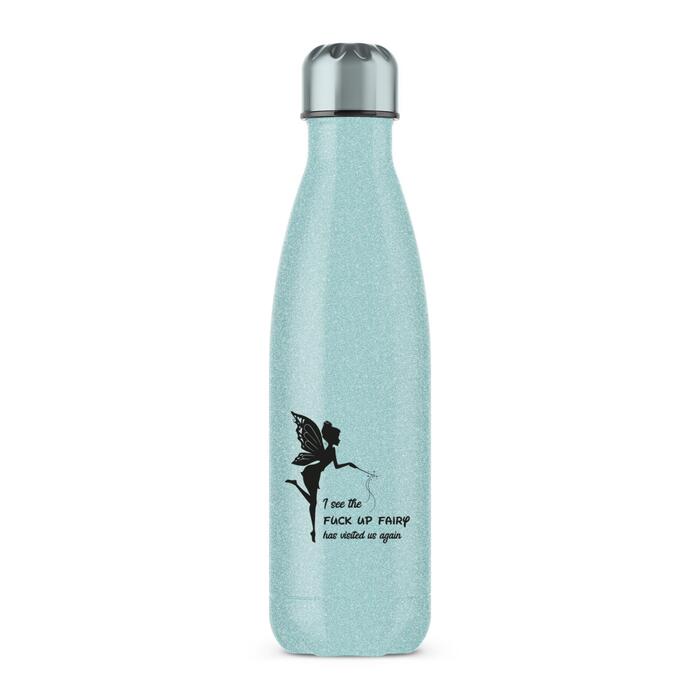 The Fuck Up Fairy Water Bottle - Blue Glitter, One