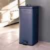 30L Retro Steel Square Kitchen Bin Dark Blue